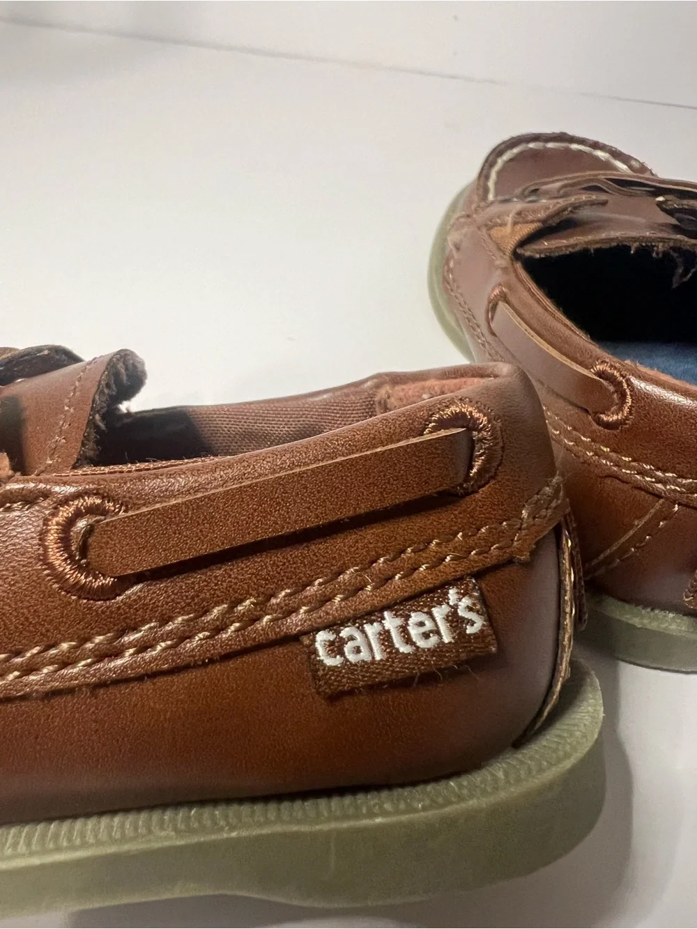 Carter's Brown Leather Kids Boat Moccasins